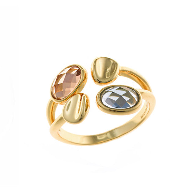 Anillo Nenúfar Amazonita chapado dorado
