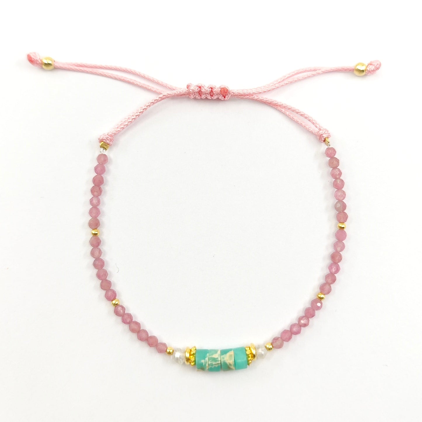 Pulsera Spring Turmalina rosa y Amazonita