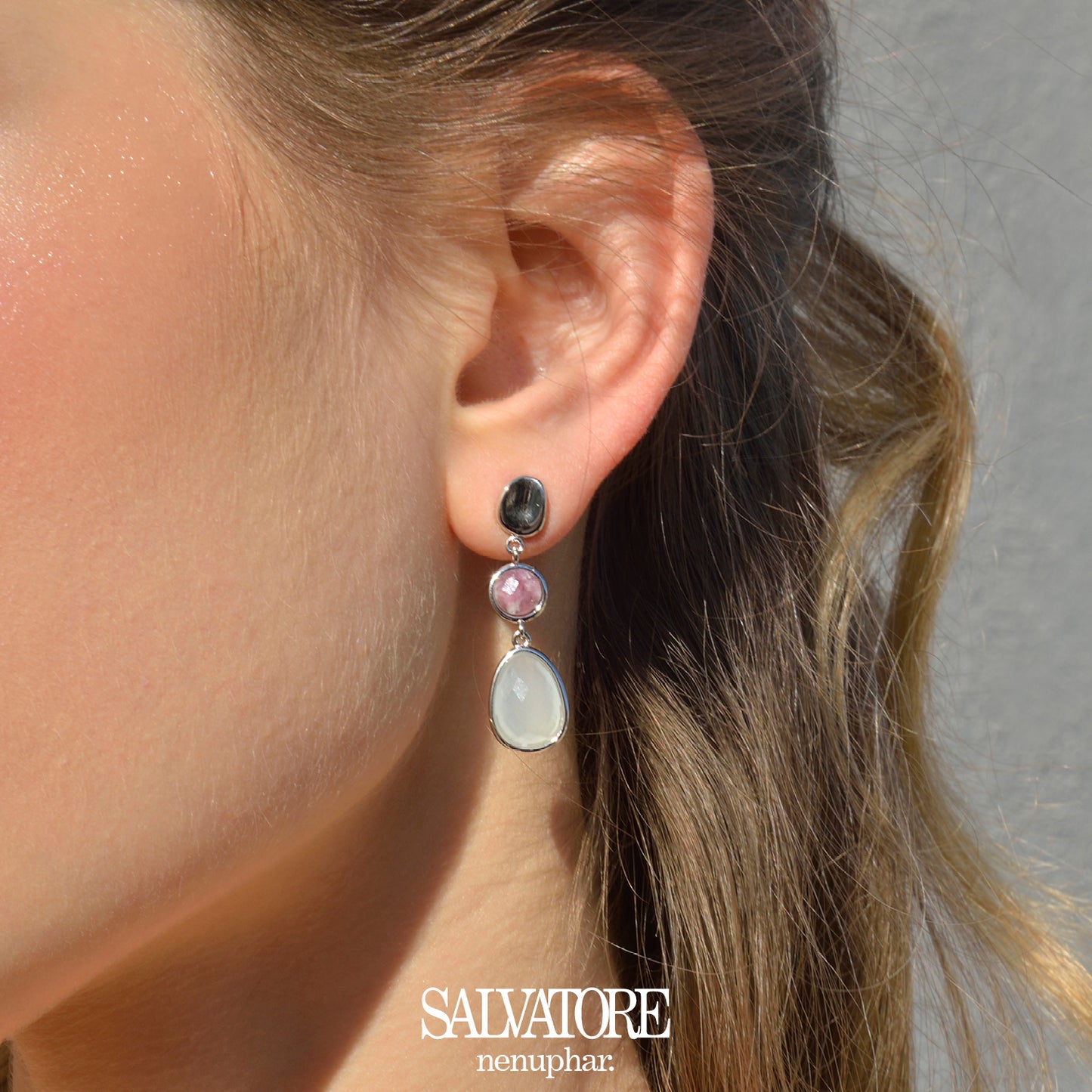 Pendientes Nenúfar Rosa rodio