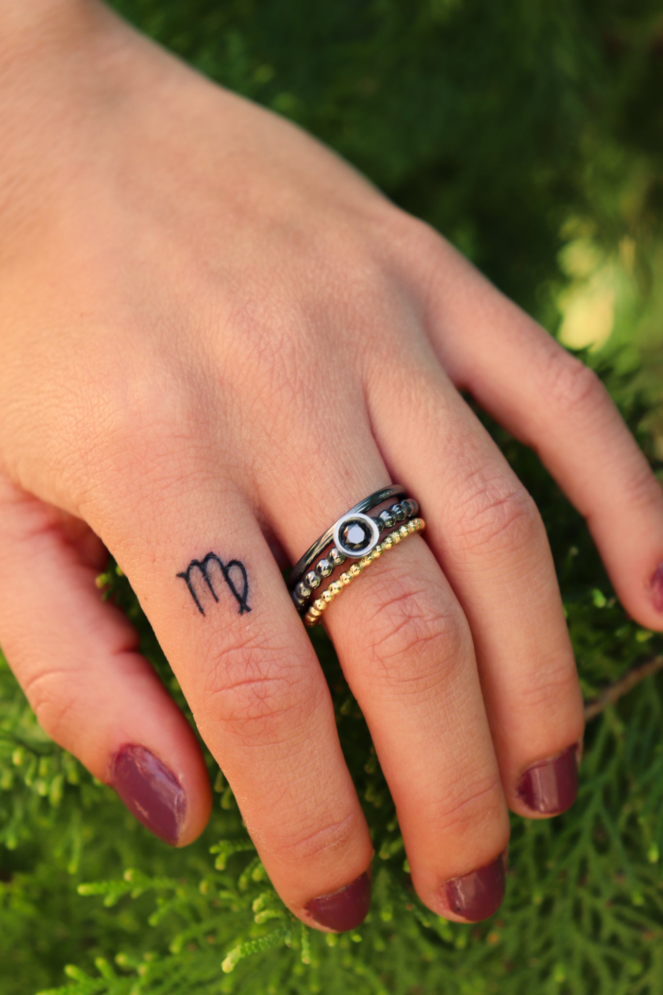 Anillo TWINS liso plata oxidada