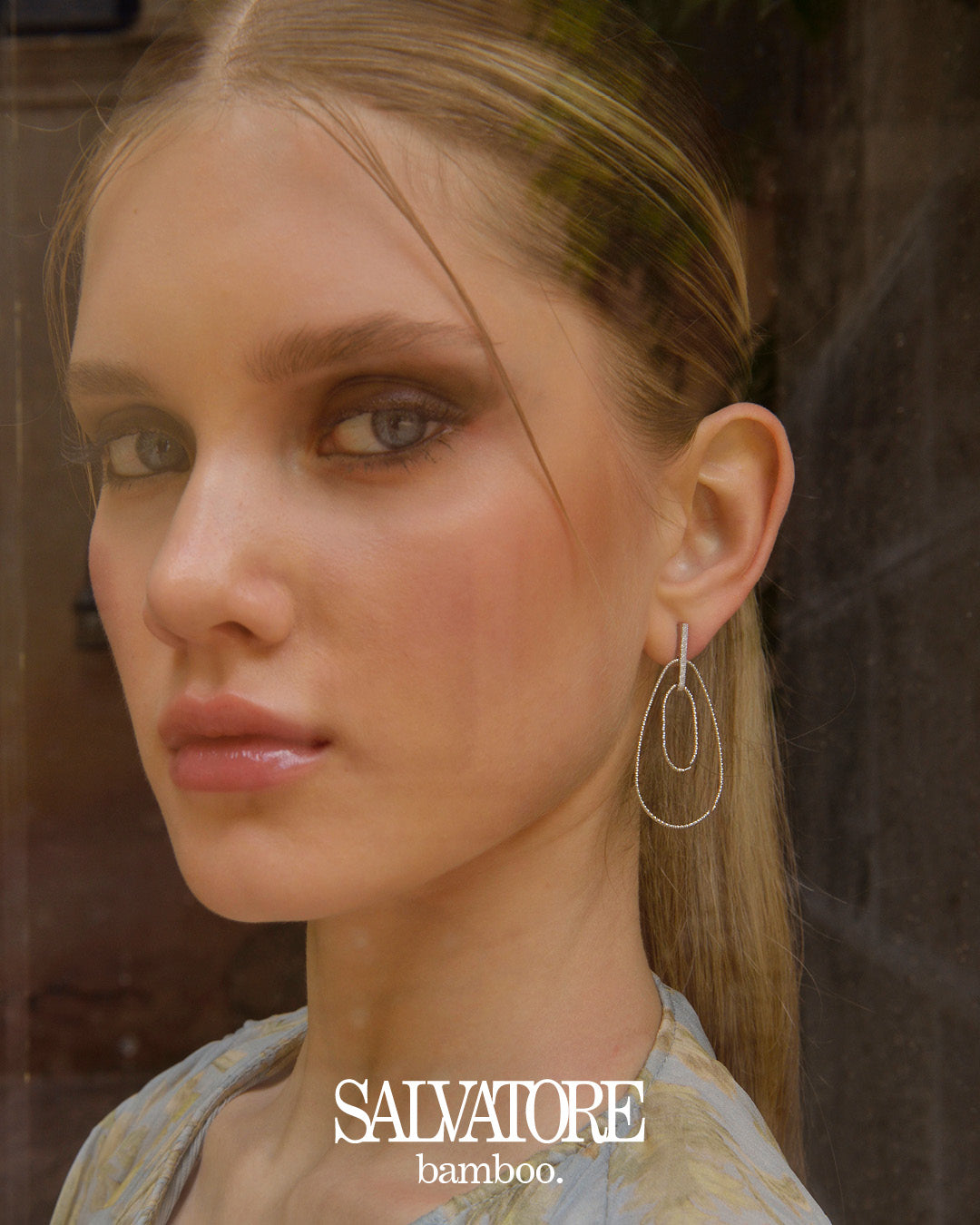 Pendientes Bamboo plata dorada