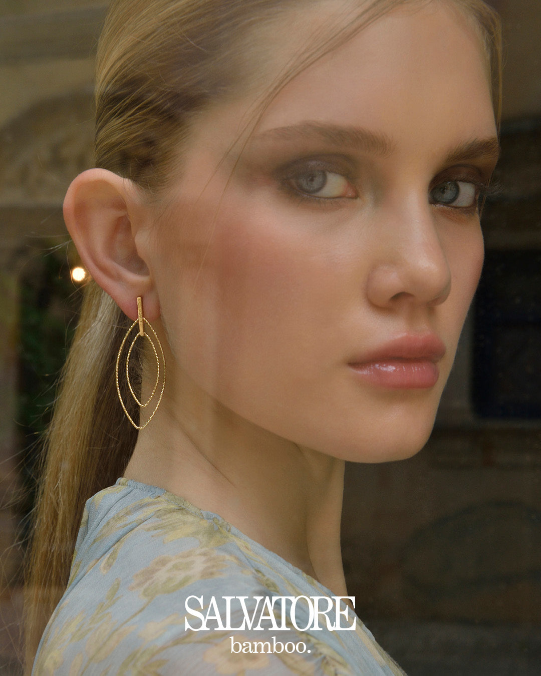 Pendiente Bamboo plata