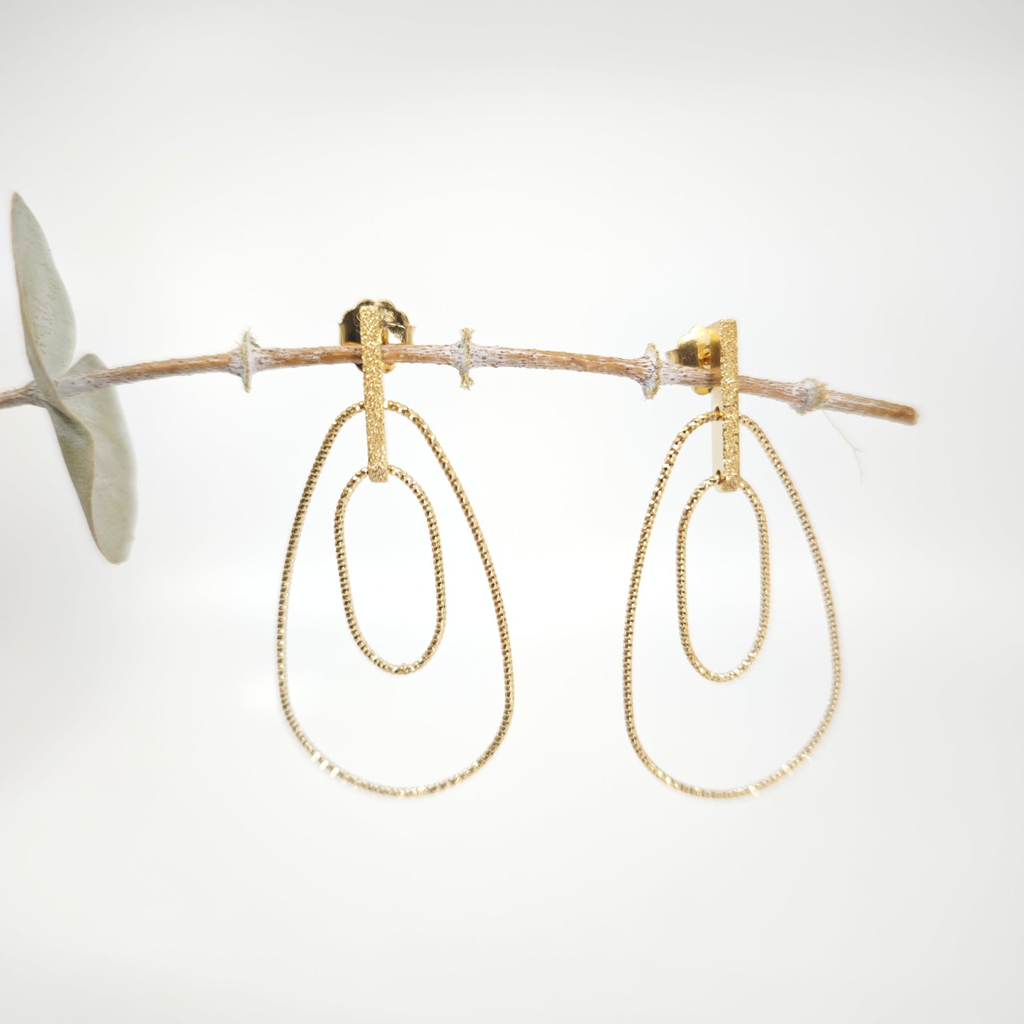 Pendientes Bamboo plata dorada