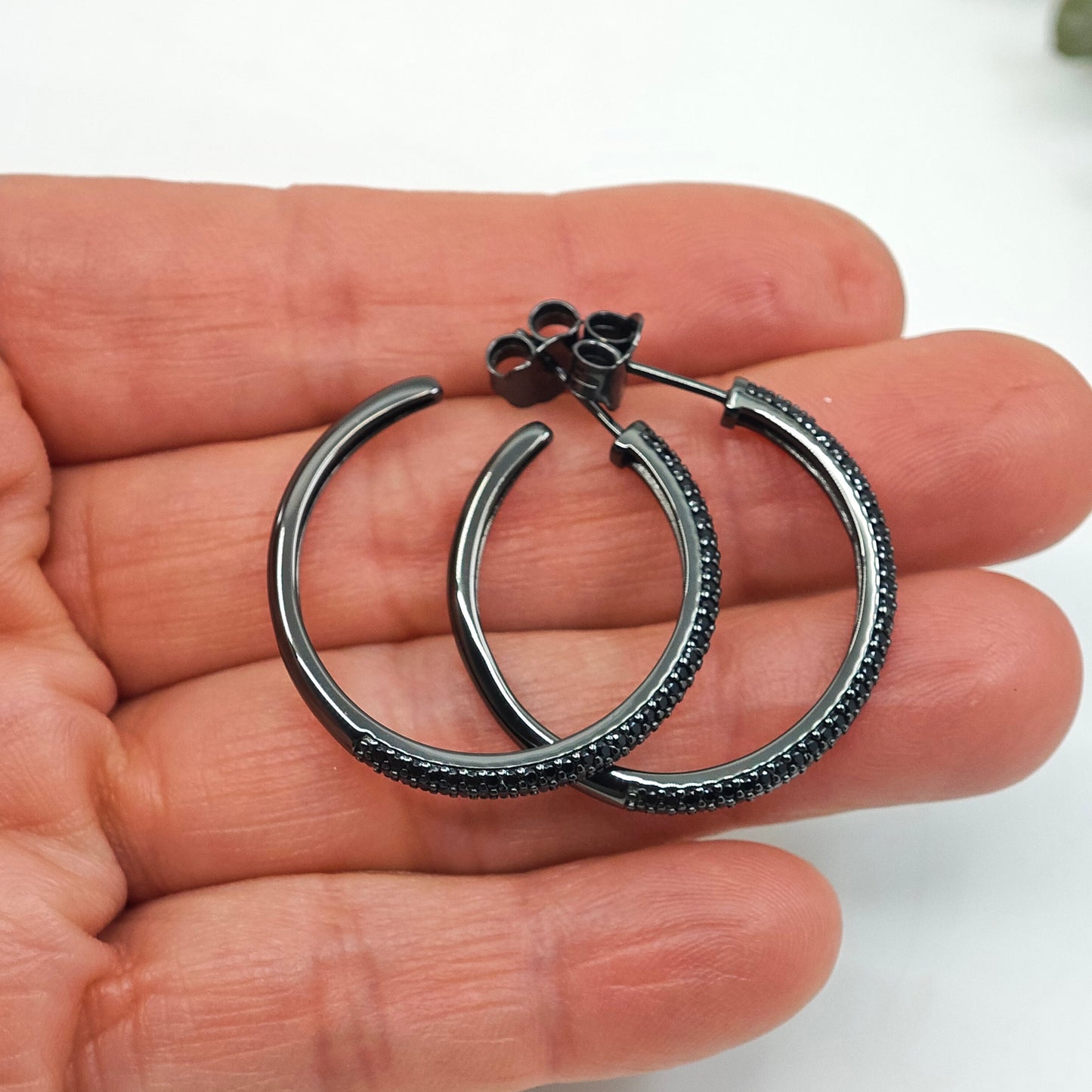Pendiente Aro negro grande
