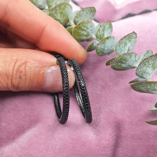 Pendiente Aro negro grande