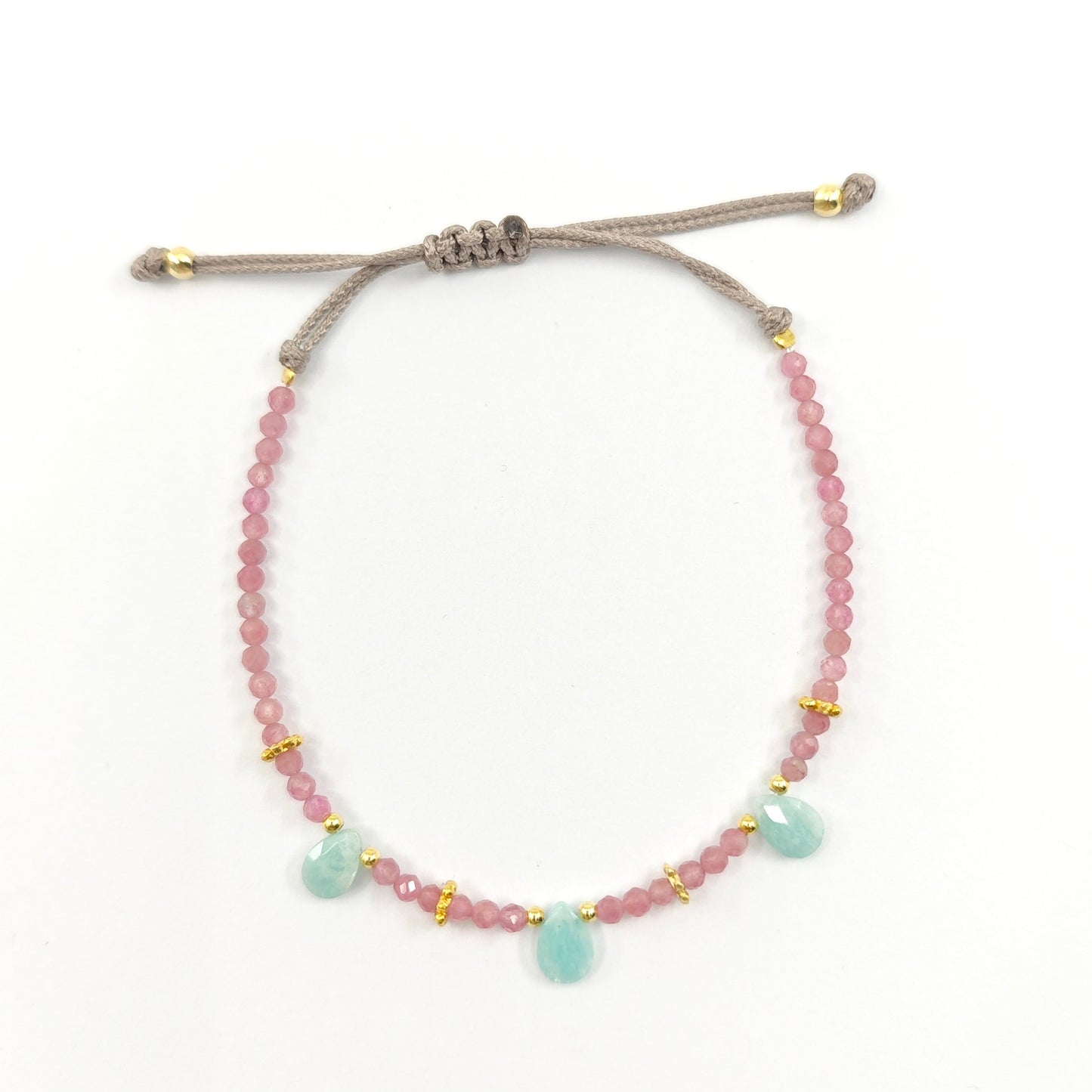 Pulsera Pètal Turmalina rosa y Amazonita