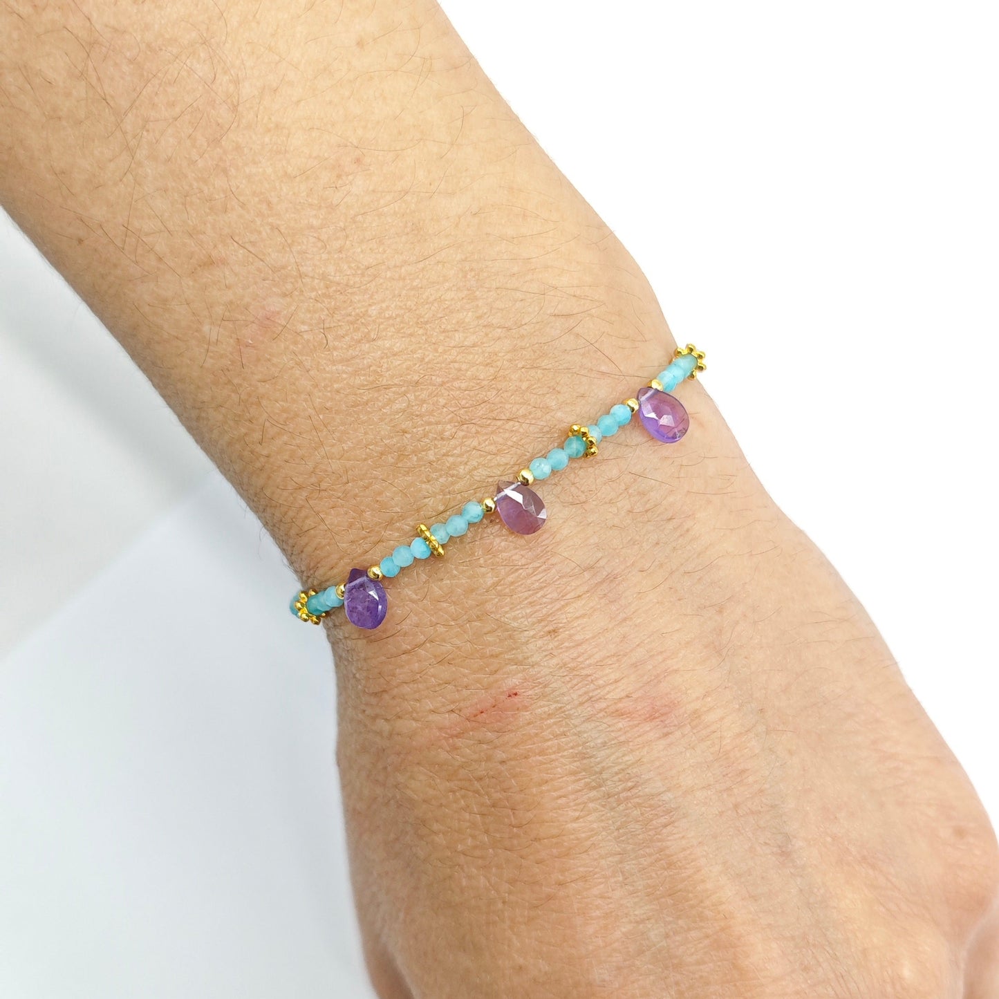 Pulsera Pètal Amazonita y Amatista