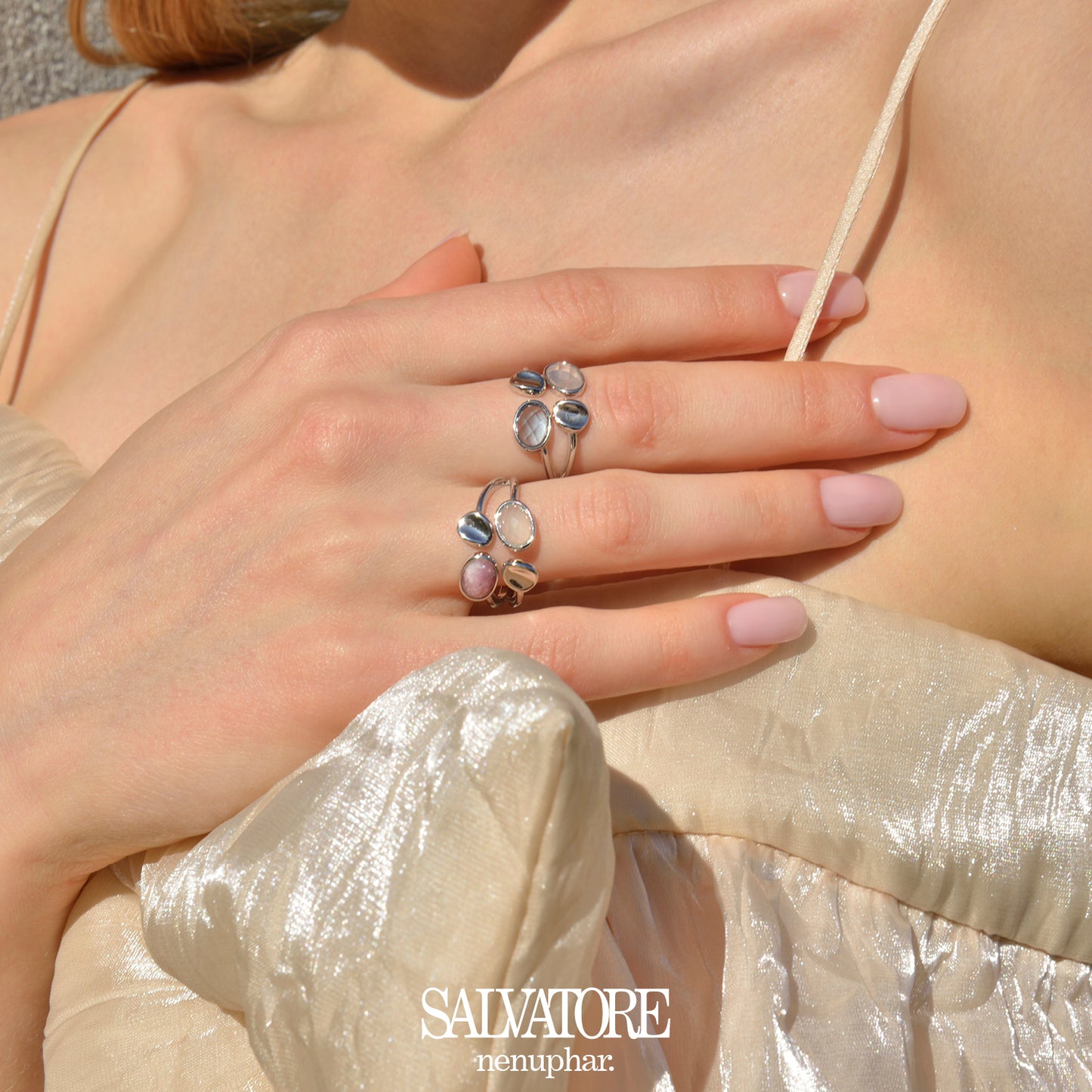 Anillo Nenúfar Turquesa rosa rodio