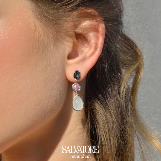 Pendientes Nenúfar Rosa rodio
