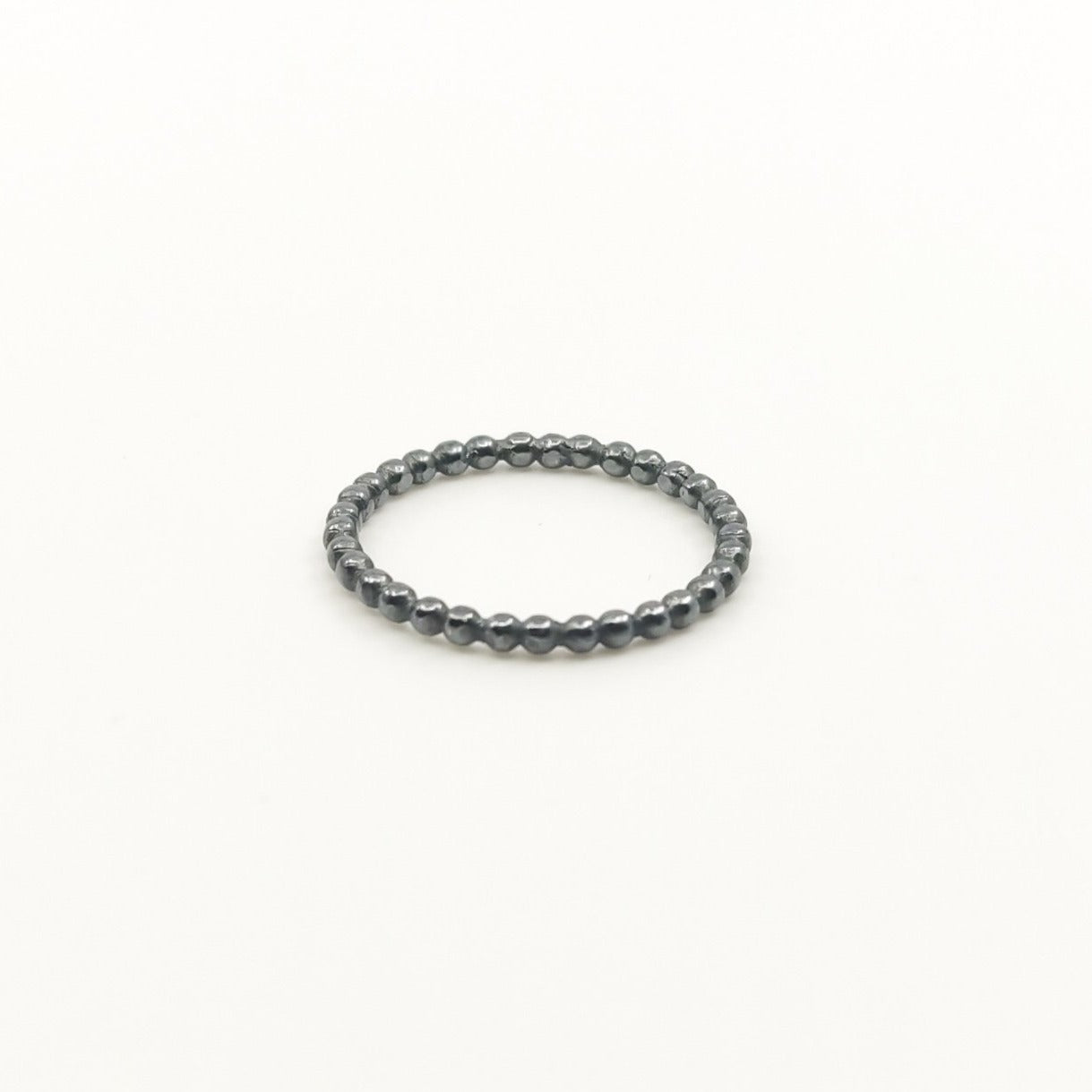 Anillo TWINS bolitas plata de ley oxidada