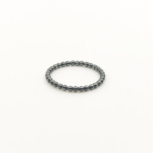 Anillo TWINS bolitas plata de ley oxidada